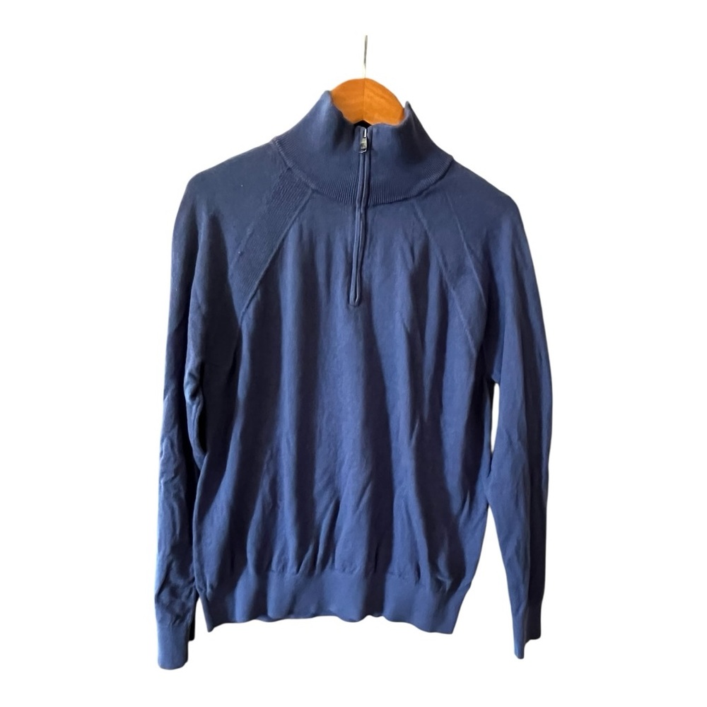 Banana Republic Cotton Cashmere Quarter-Zip Sweater Navy‎ Size L